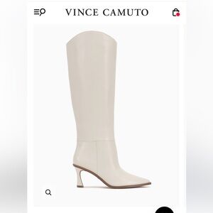 Vince Camuto Extra Wide Calf Size 10 Emily Cream Knee-High Pointed Toe Heel Boot